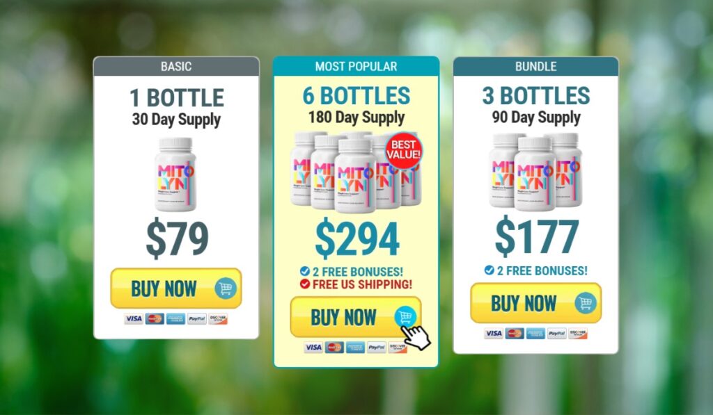 Mitolyn review: Screenshot of Mitolyn supplement prices – comparing available deals and purchase options