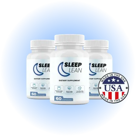 An image from our in-depth Sleep Lean review showing three bottles of the stimulant-free dietary supplement. This photo is linked directly to the official website to purchase the product.