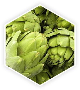 A close-up hexagonal image of artichokes, an ingredient for ProstaVive supplement. This photo is featured in an article for a ProstaVive review.