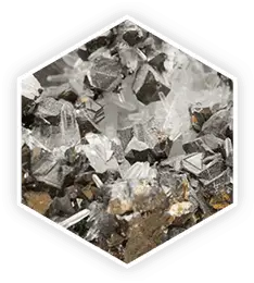 A close-up of crystalline mineral ore, representing the Zinc ingredient.