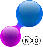 A diagram of a Nitric Oxide molecule, a key component related to blood flow and often discussed in ProstaVive reviews.